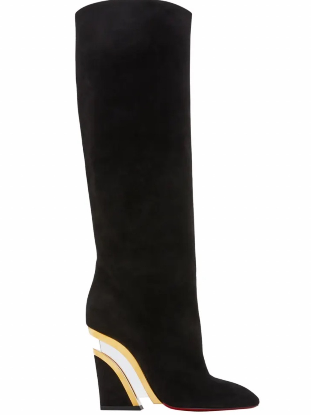 CHRISTIAN LOUBOUTIN SZ 41 LEVITI BOTTA PLEXI-HEEL TALL BLACK BOOTS